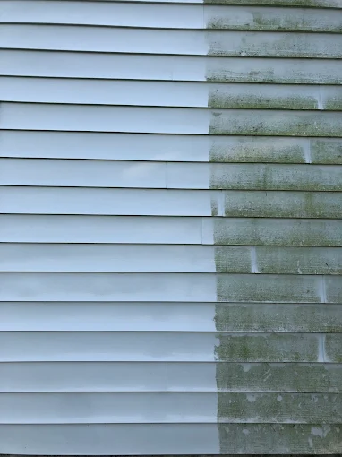 Before and after siding cleaning